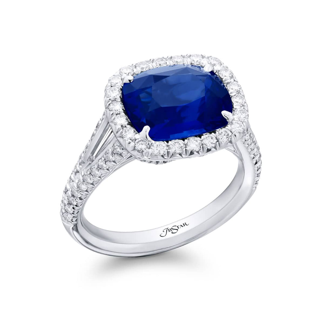 Sapphire and diamond ring 4.75 cushion-cut sapphire