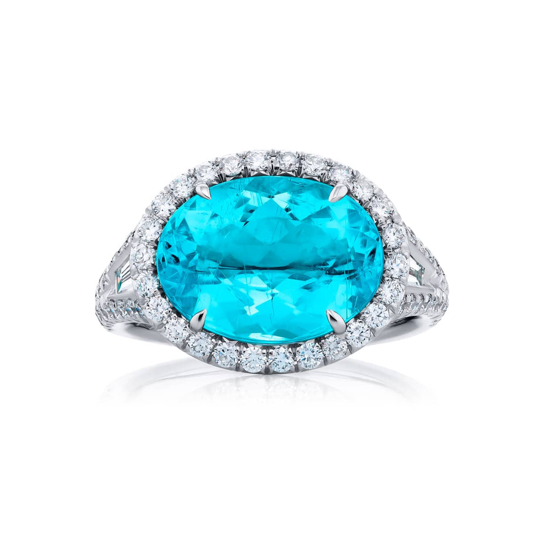 Platinum Oval Paraiba Certified Ring