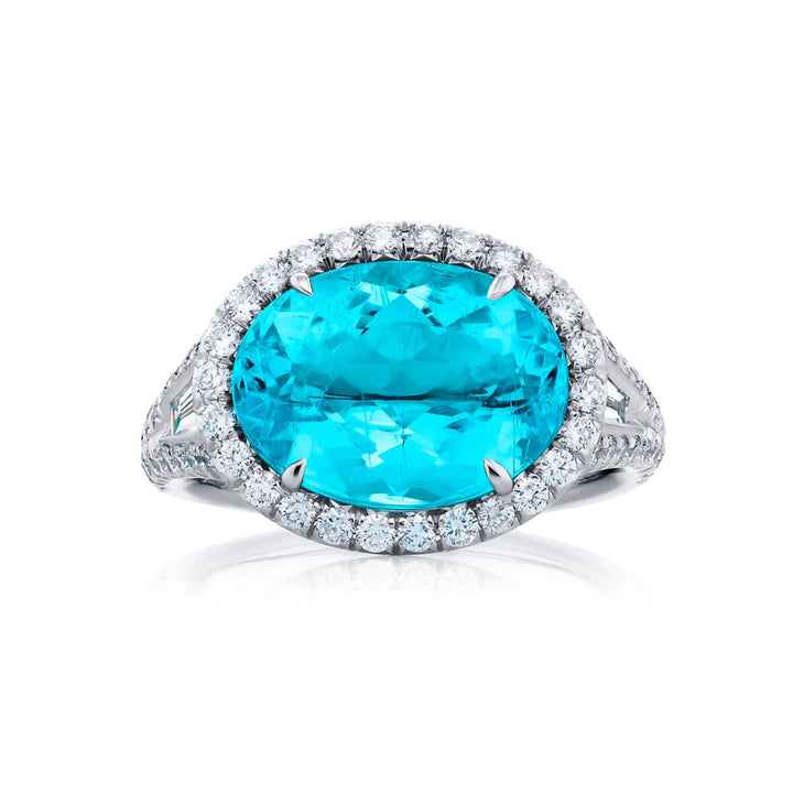 Platinum Oval Paraiba Certified Ring