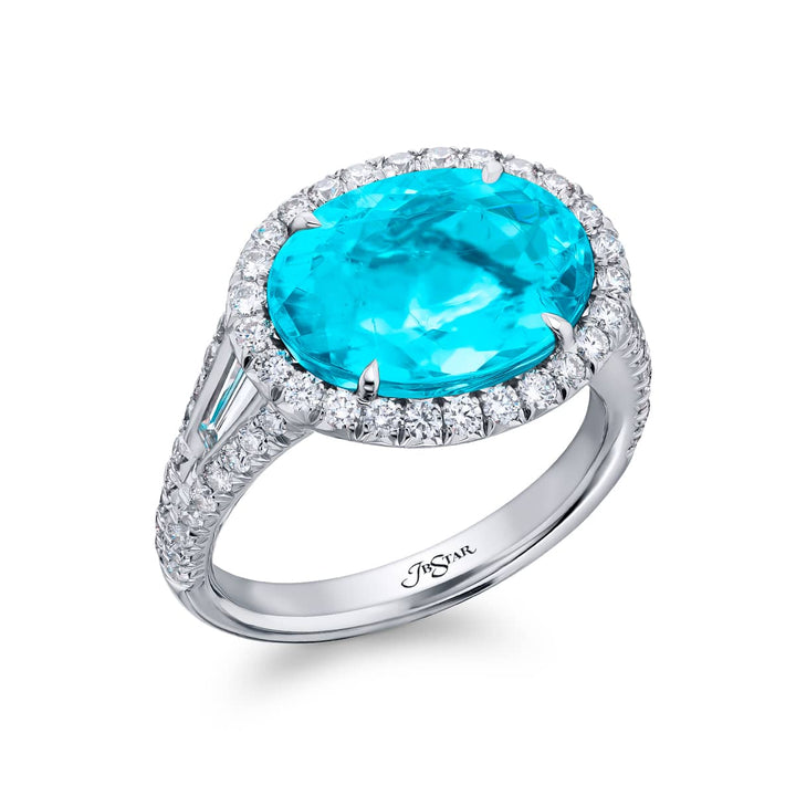 Platinum Oval Paraiba Certified Ring