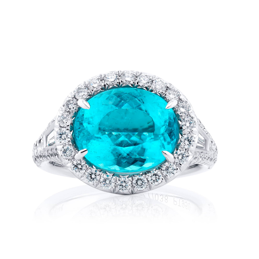 Platinum Oval Paraiba Certified Ring