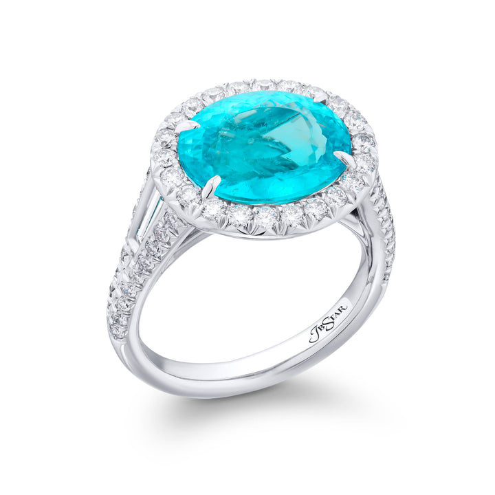 Platinum Oval Paraiba Certified Ring