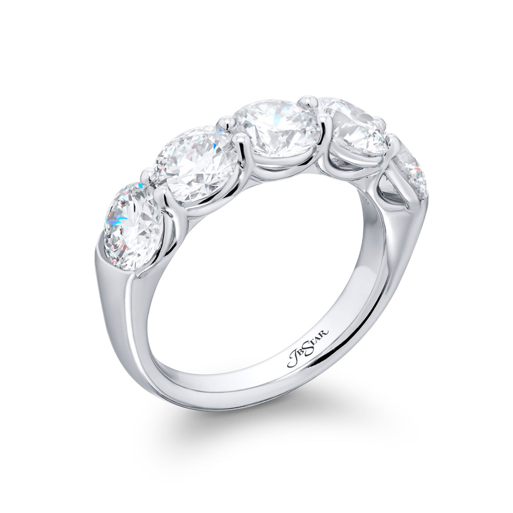 Elegance Elevated: Our stunning 2.71 ctw. Diamond Band. These five beautiful round diamonds are handcrafted in pure platinum.