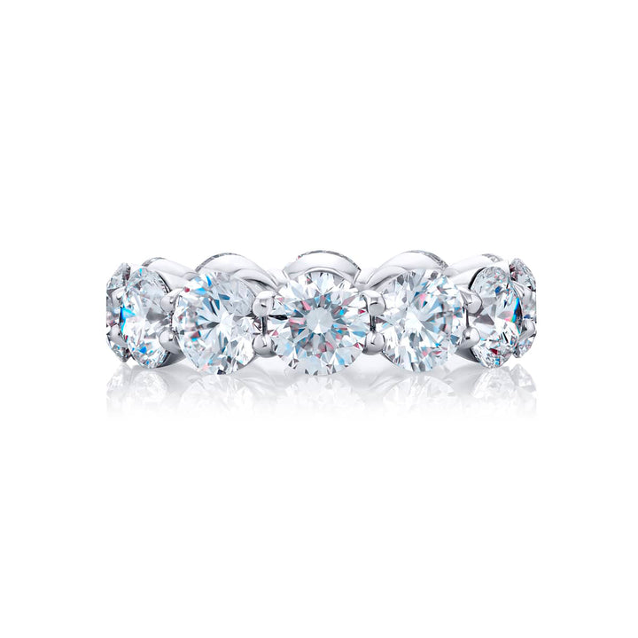 Alluring Eternity: Our magnificent 8.42 ctw. GIA certified Diamond Eternity Band. These twelve stunning round diamonds are handcrafted in pure platinum.