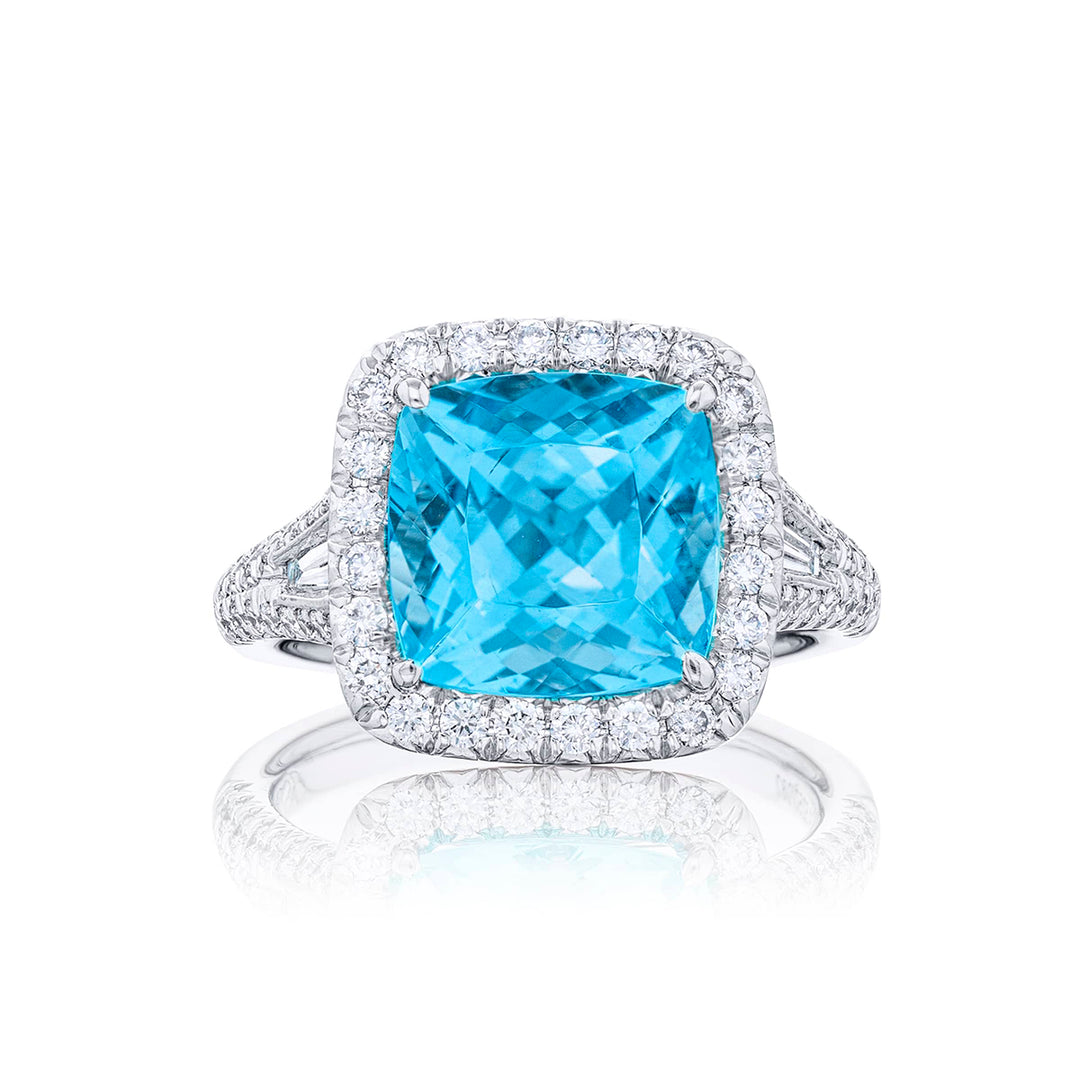 5.04 ct. Cushion-Cut Paraiba Tourmaline & Diamond Ring in Platinum