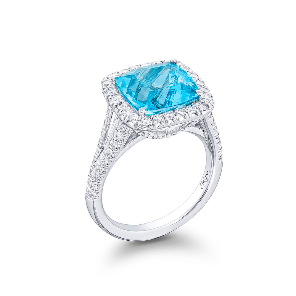 5.04 ct. Cushion-Cut Paraiba Tourmaline & Diamond Ring in Platinum