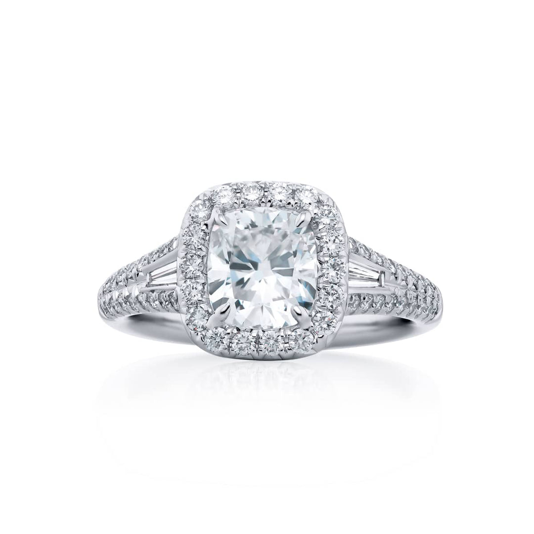 Platinum Cushion-Cut Diamond Certified Ring