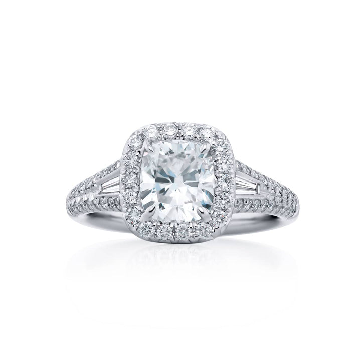 Platinum Cushion-Cut Diamond Certified Ring
