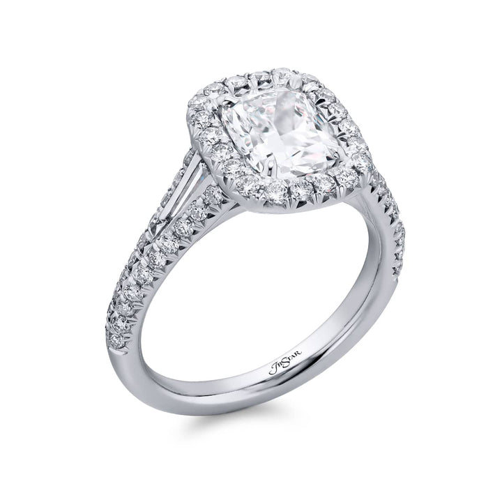 Platinum Cushion-Cut Diamond GIA Certified Micro Pave Engagement Ring