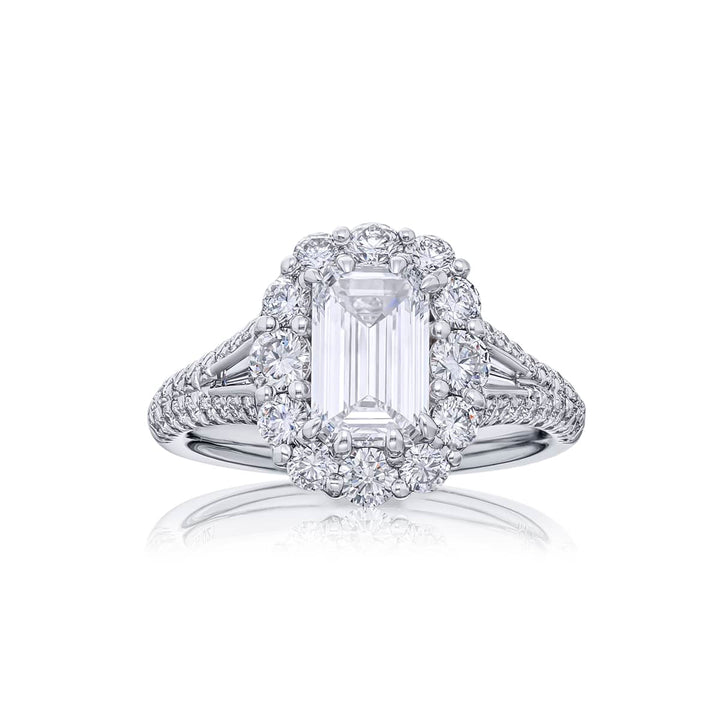 1.50 ct. GIA-Certified Emerald-Cut Diamond Ring with Marquise and Baguette Accents in Platinum