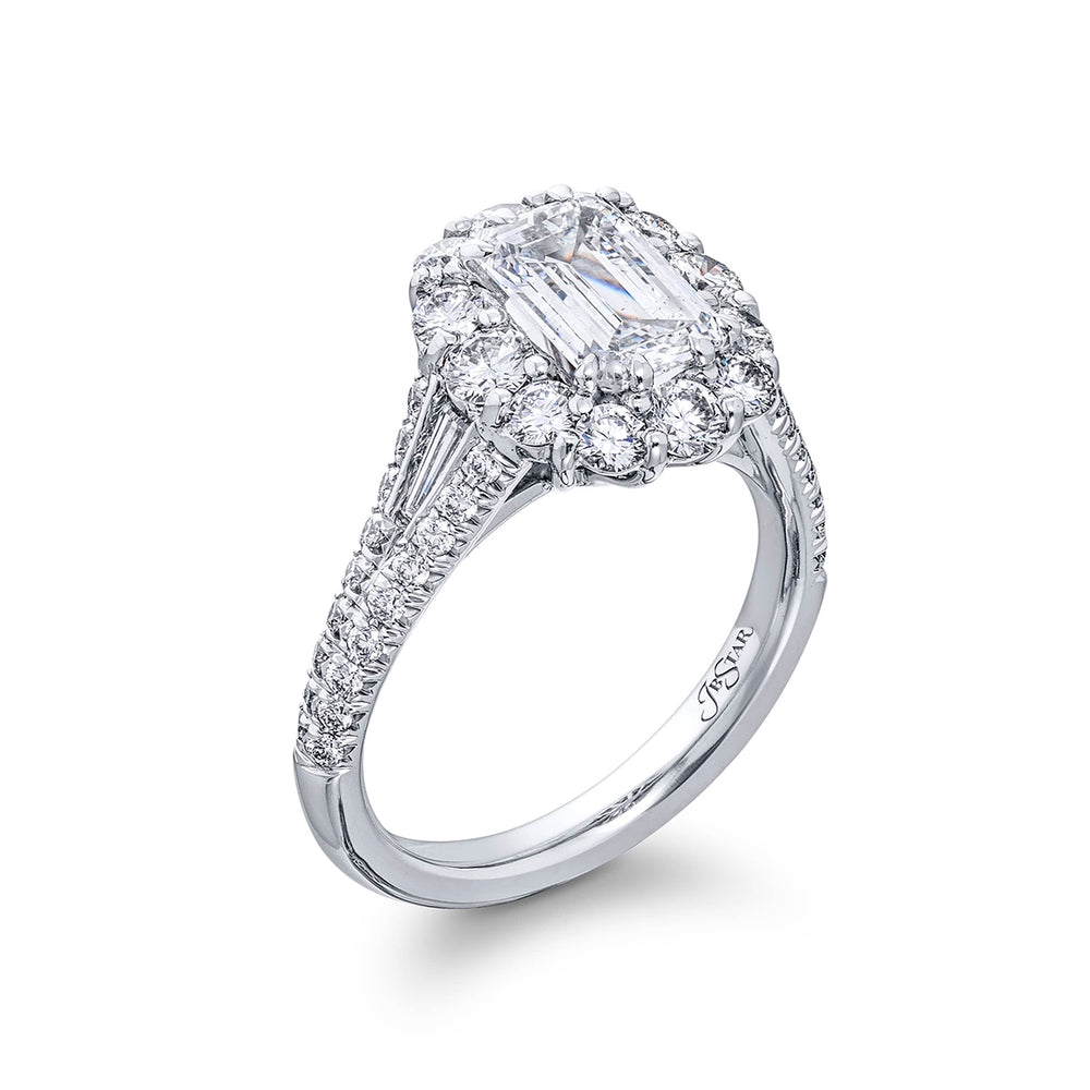 1.50 ct. GIA-Certified Emerald-Cut Diamond Ring with Marquise and Baguette Accents in Platinum