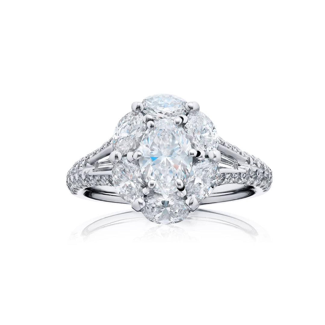 Platinum Oval Certified Diamond Ring