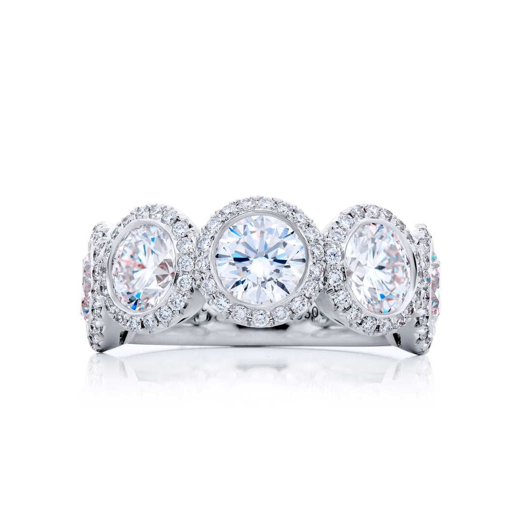 Platinum Round Diamond Micro Pave Certified Bezel Band