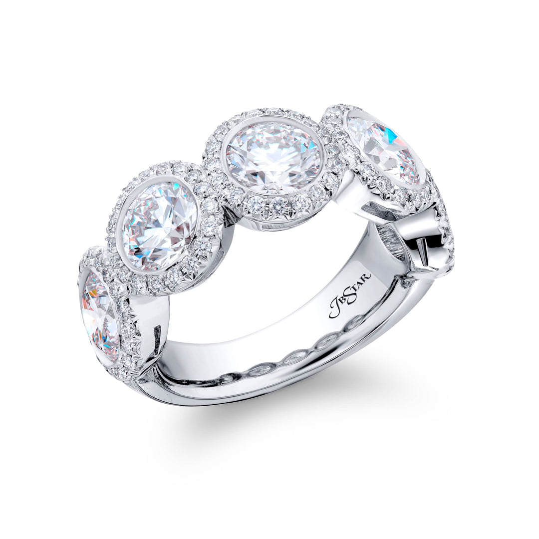 Platinum Round Diamond Micro Pave Certified Bezel Band