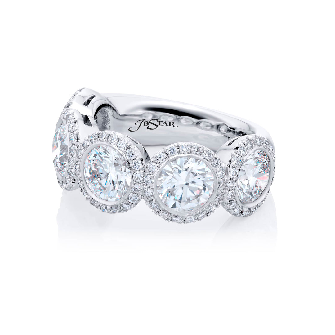 Platinum Round Diamond Micro Pave Certified Bezel Band