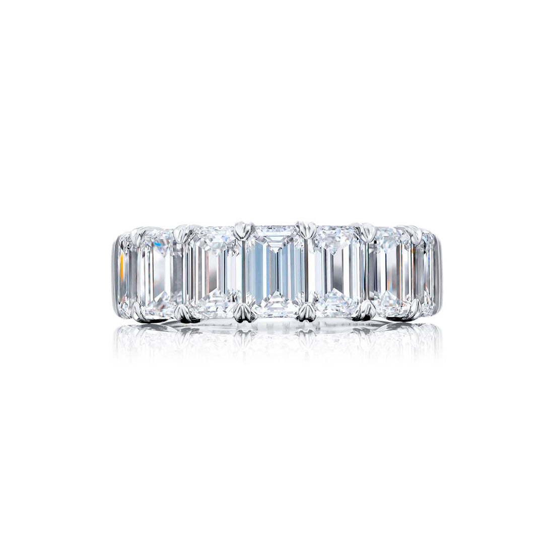 Platinum Emerald-Cut Diamond Single-Row GIA Certified Band