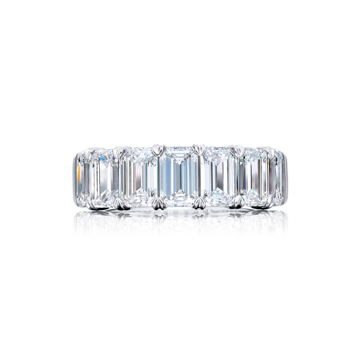 Platinum Emerald-Cut Diamond Single-Row GIA Certified Band