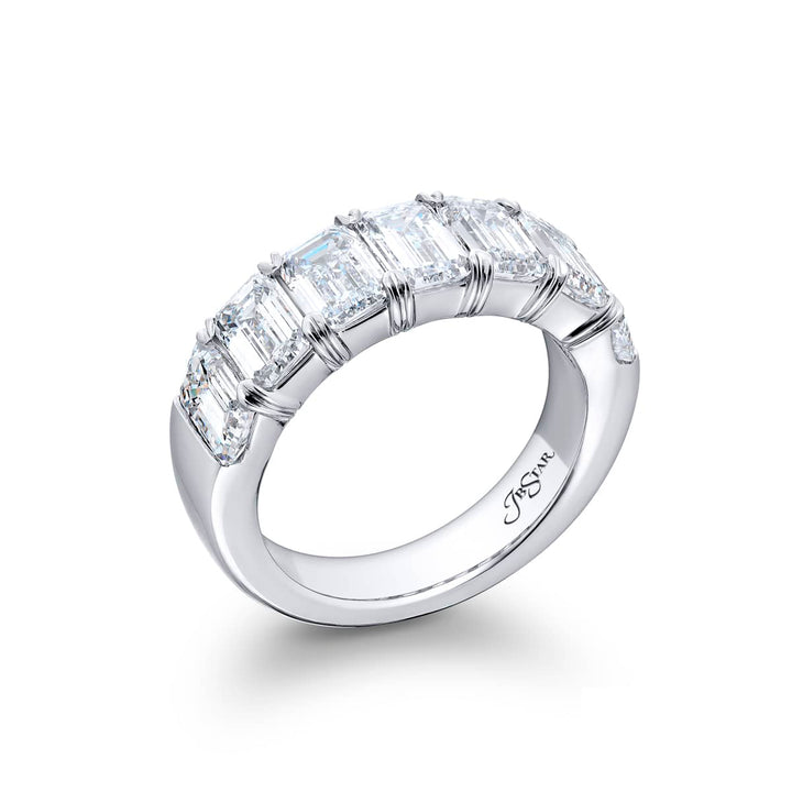 Platinum Emerald-Cut Diamond Single-Row GIA Certified Band