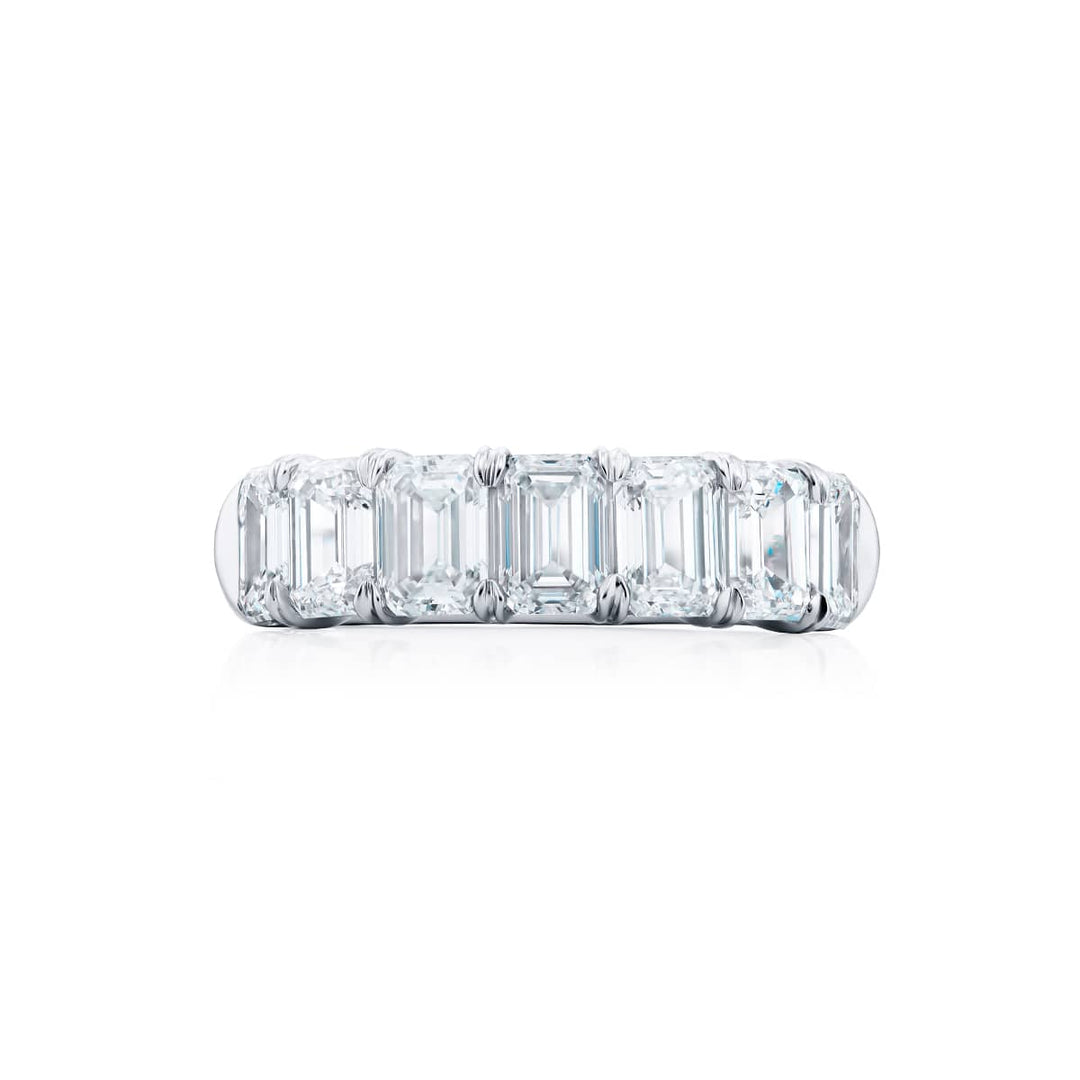 Platinum Emerald-Cut Diamond Certified Band
