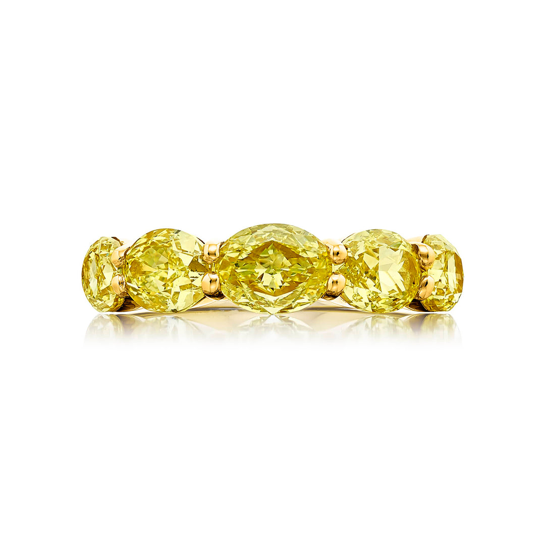 18K Yellow Gold Oval Fancy Yellow Diamond Single-Row East-West Band