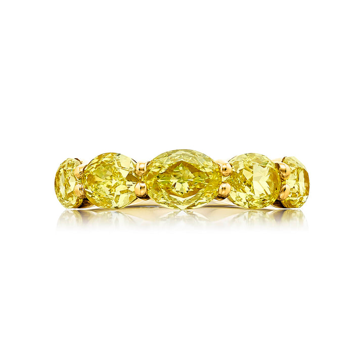 18K Yellow Gold Oval Fancy Yellow Diamond Single-Row East-West Band