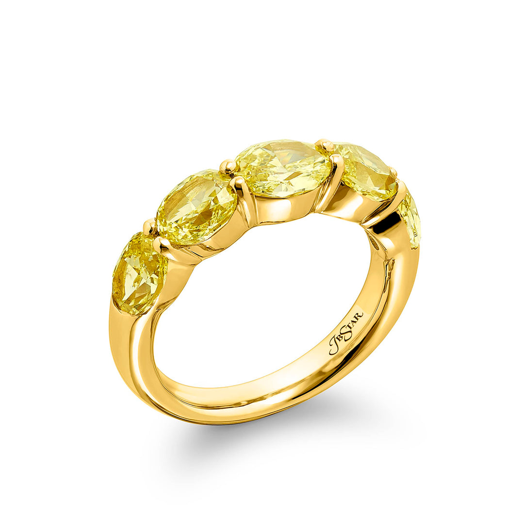 18K Yellow Gold Oval Fancy Yellow Diamond Single-Row East-West Band