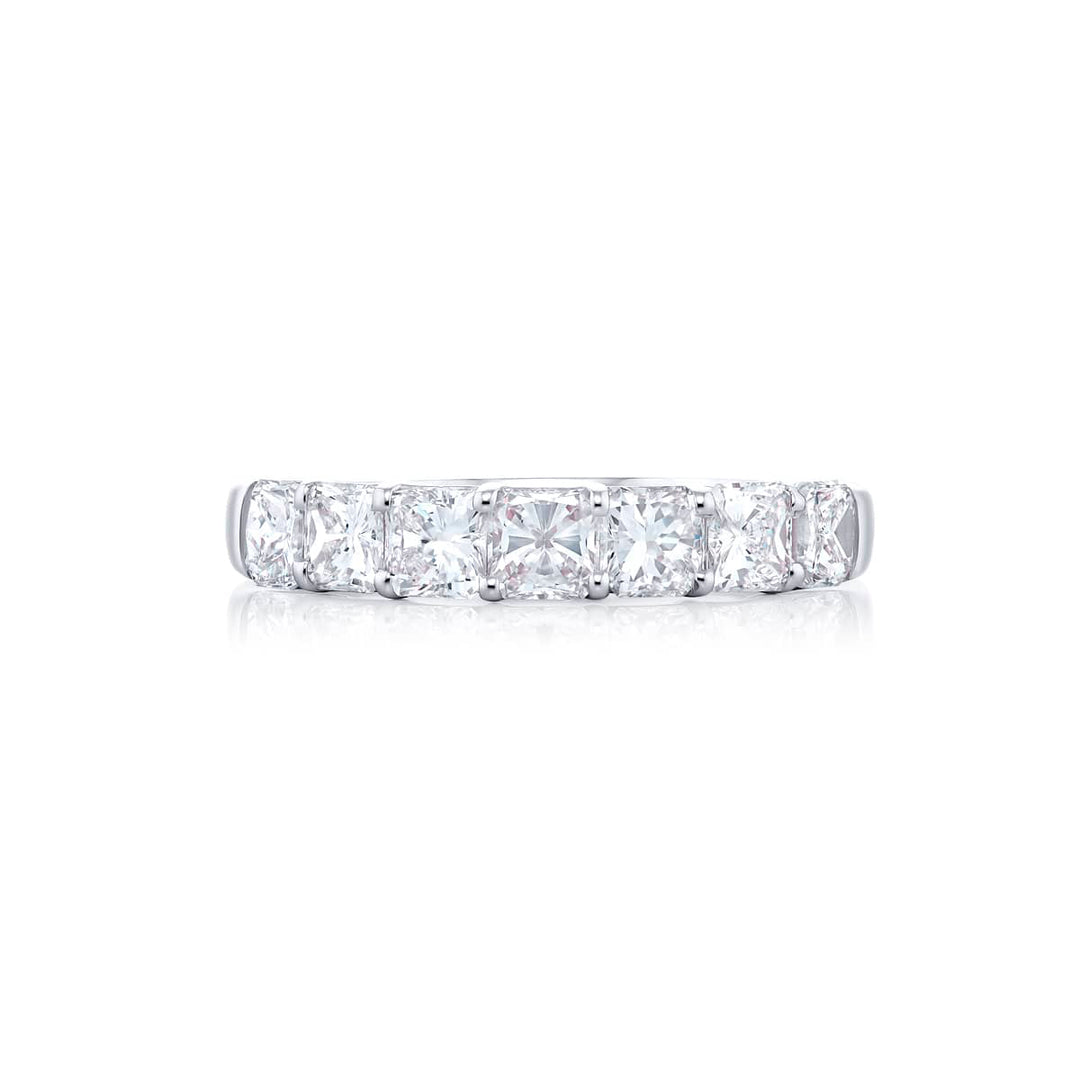 Platinum Radiant-Cut Diamond Single-Row Band