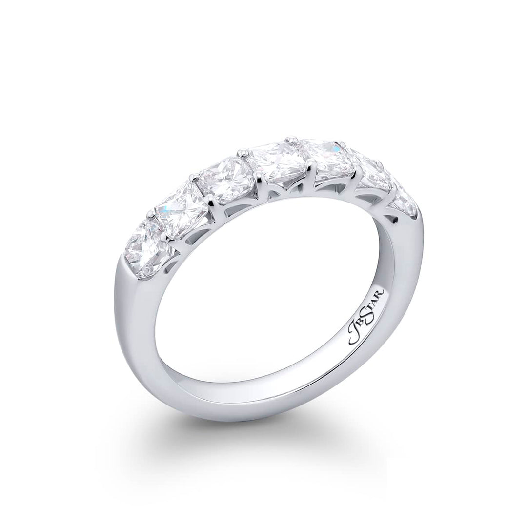 Platinum Radiant-Cut Diamond Single-Row Band
