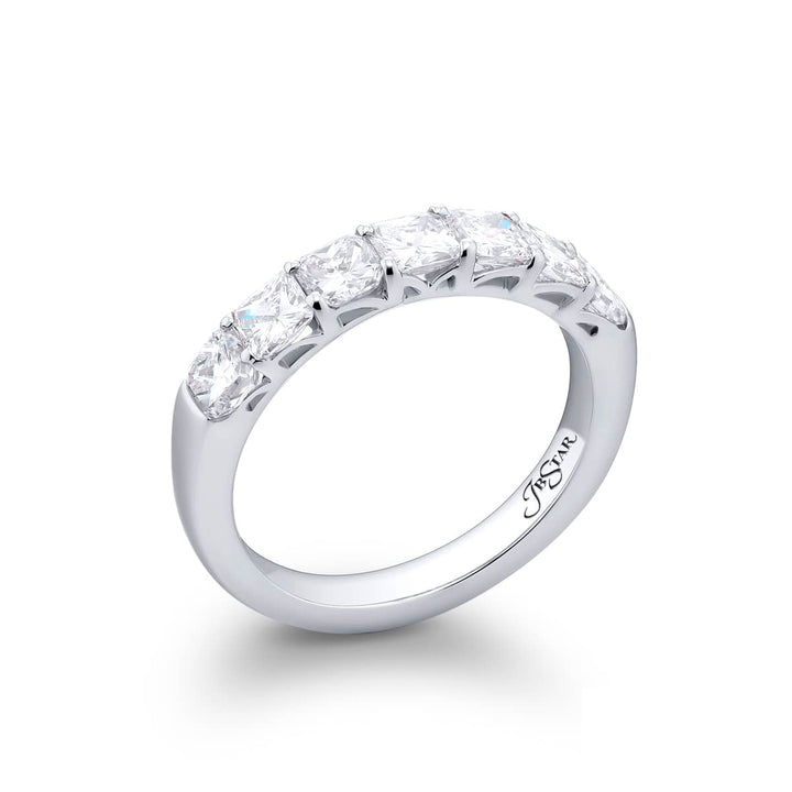 Platinum Radiant-Cut Diamond Single-Row Band