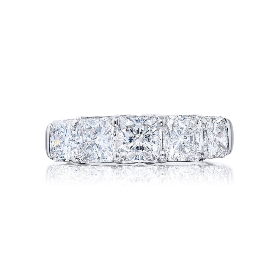 Platinum Radiant-Cut Diamond Single-Row Band