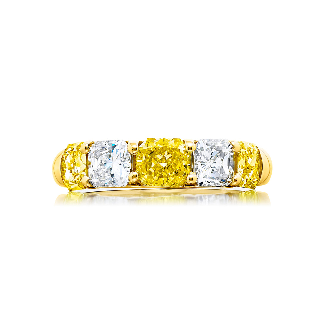 Elegance Elevated | Classic Single-Row Fancy Yellow Radiant-Cut Diamond Band