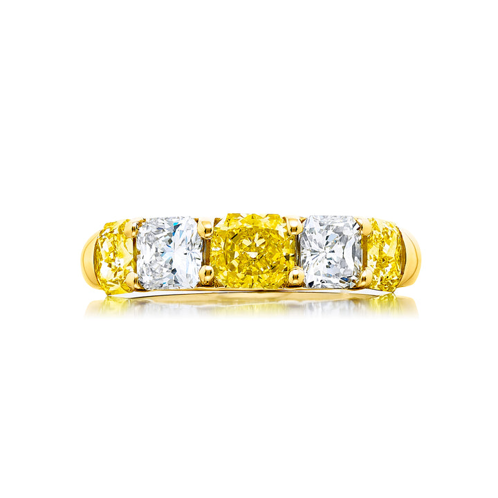 Elegance Elevated | Classic Single-Row Fancy Yellow Radiant-Cut Diamond Band