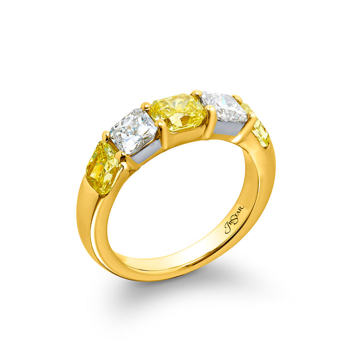 Elegance Elevated | Classic Single-Row Fancy Yellow Radiant-Cut Diamond Band