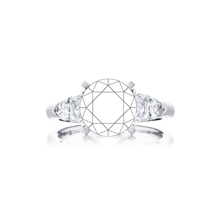 Dazzling Brilliance: Our stunning Diamond Semi-mount. These two trapezoid diamonds accompanied by two shield diamonds are handcrafted in pure platinum.