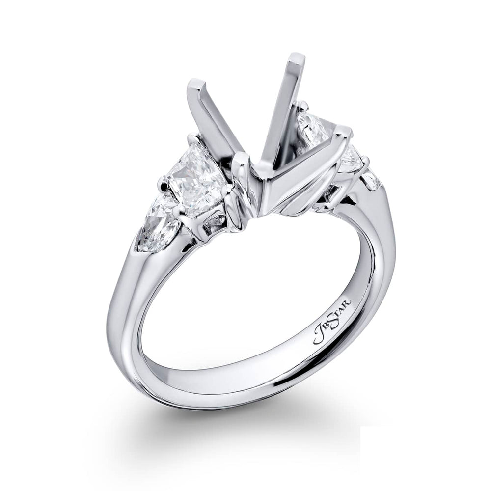 Dazzling Brilliance: Our stunning Diamond Semi-mount. These two trapezoid diamonds accompanied by two shield diamonds are handcrafted in pure platinum.