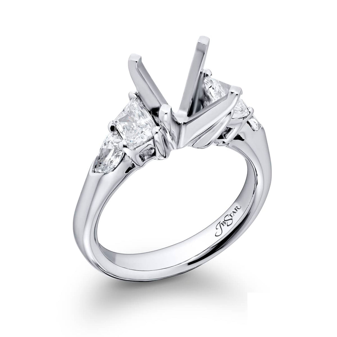 Dazzling Brilliance: Our stunning Diamond Semi-mount. These two trapezoid diamonds accompanied by two shield diamonds are handcrafted in pure platinum.