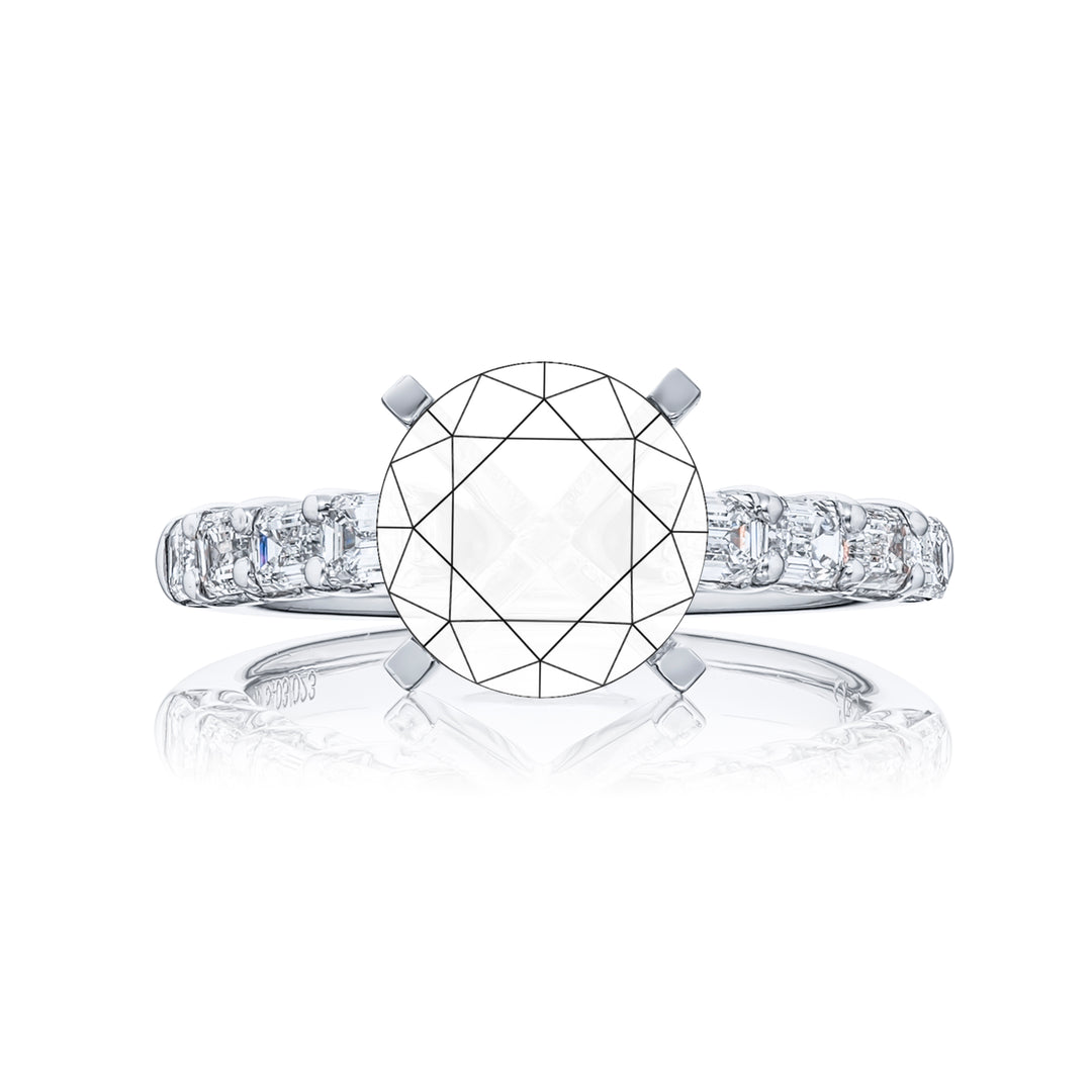 Platinum Emerald-Cut Diamond East-West Semi-Mount