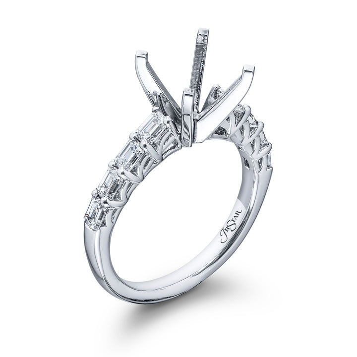 Platinum Emerald-Cut Diamond East-West Semi-Mount