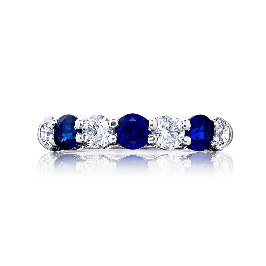 Elegance Elevated | Classic Sapphire and Diamond Band in Pure Platinum
