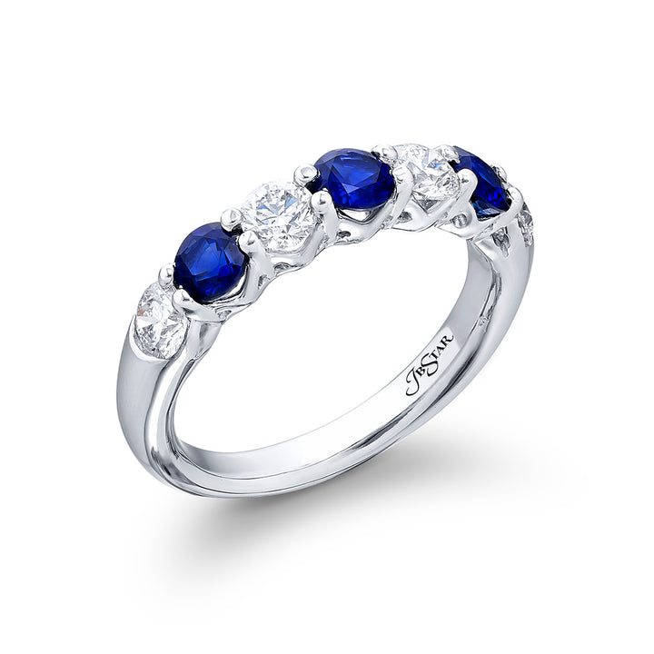 Elegance Elevated | Classic Sapphire and Diamond Band in Pure Platinum