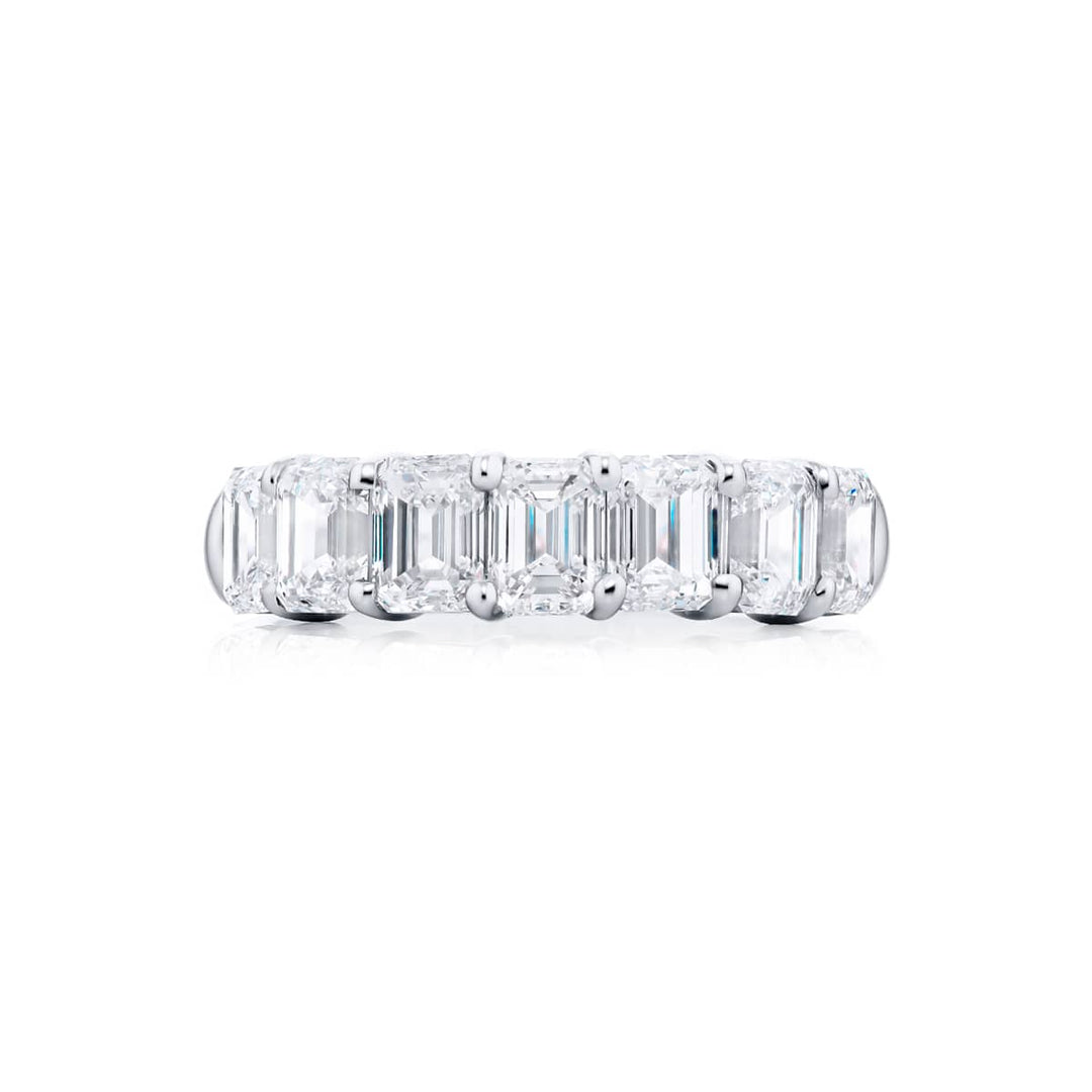 Platinum Emerald-Cut Diamond Band