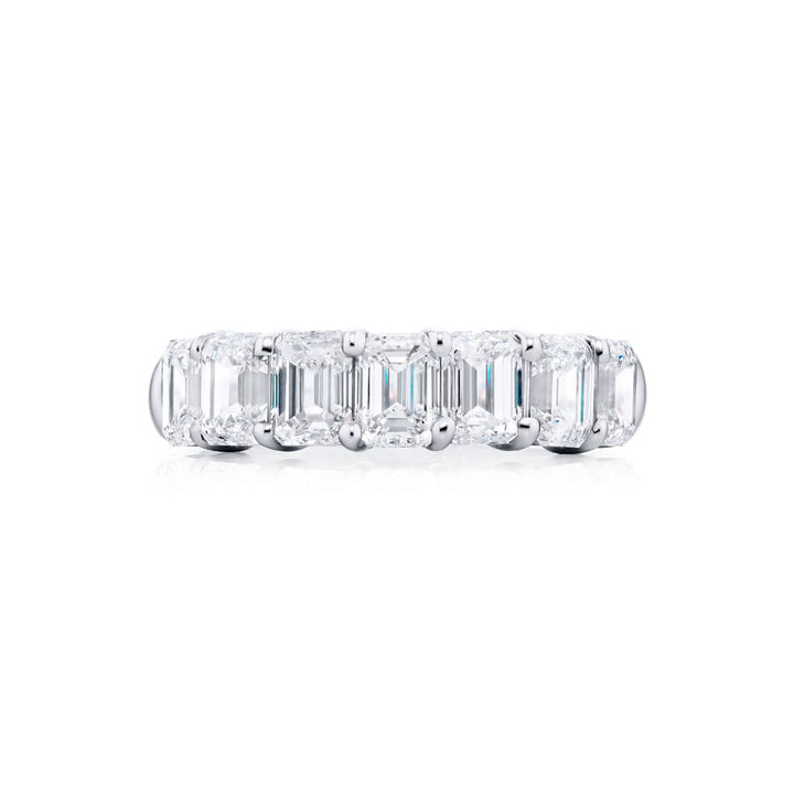 Platinum Emerald-Cut Diamond Band