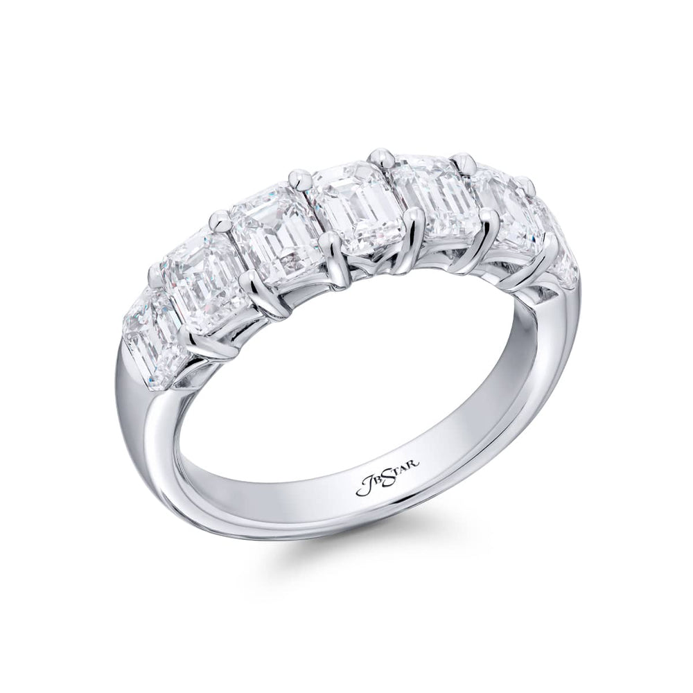 Platinum Emerald-Cut Diamond Band