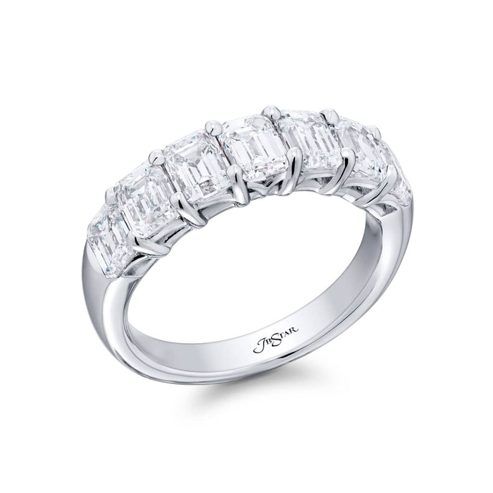 Platinum Emerald-Cut Diamond Band