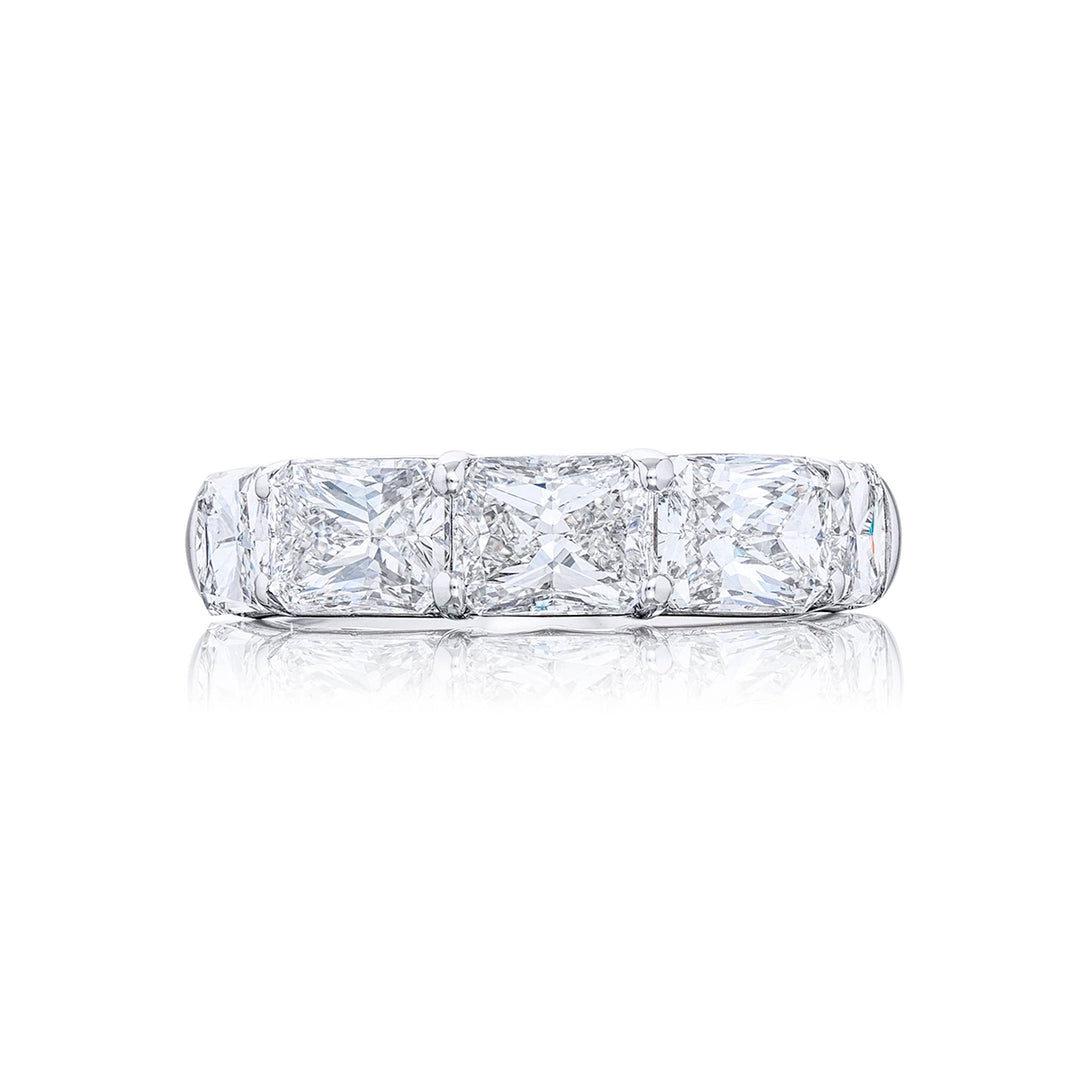 Elegance Elevated | Classic Single-Row Radiant-Cut Diamond Band in Pure Platinum
