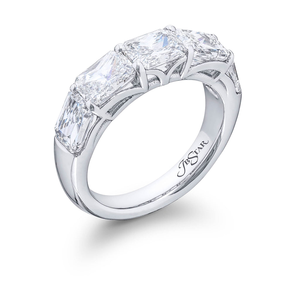 Elegance Elevated | Classic Single-Row Radiant-Cut Diamond Band in Pure Platinum