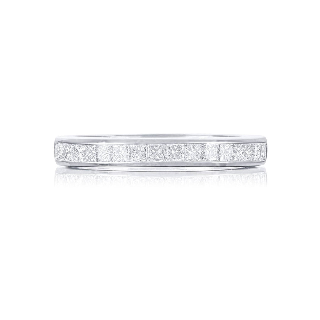 Elegance Elevated: Classic Single-Row Princess-Cut Diamond Band in Platinum