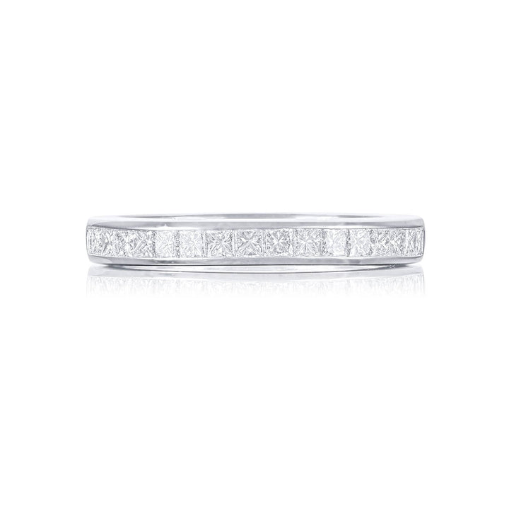 Elegance Elevated: Classic Single-Row Princess-Cut Diamond Band in Platinum
