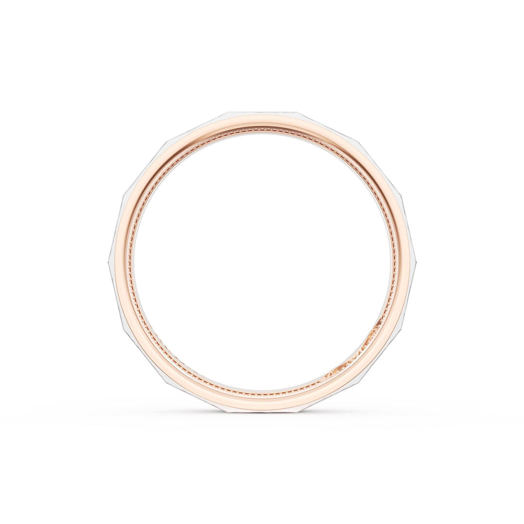Brush Finish Faceted Wedding Band
