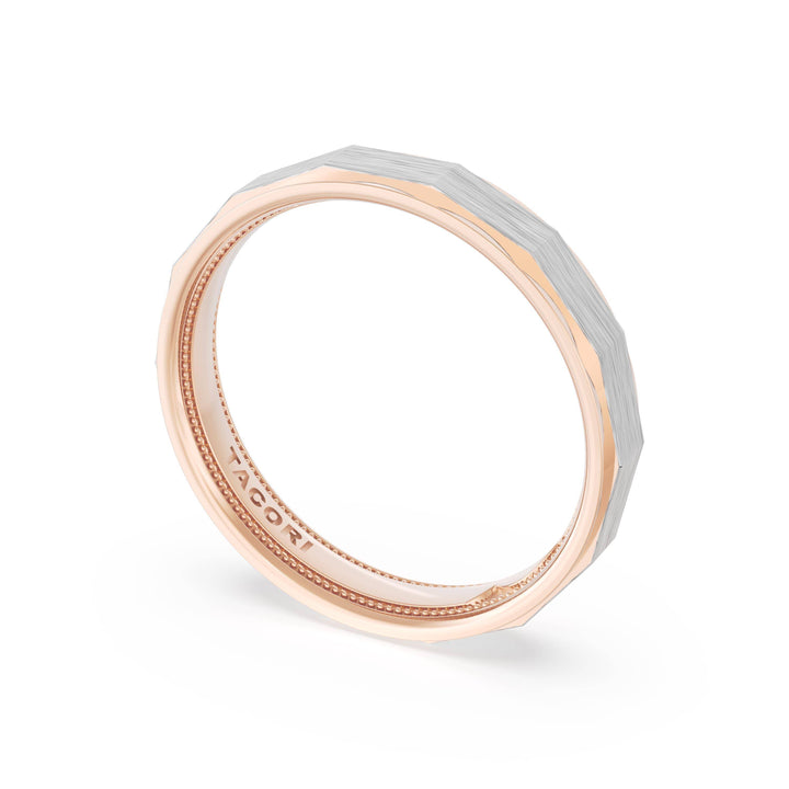 Brush Finish Faceted Wedding Band